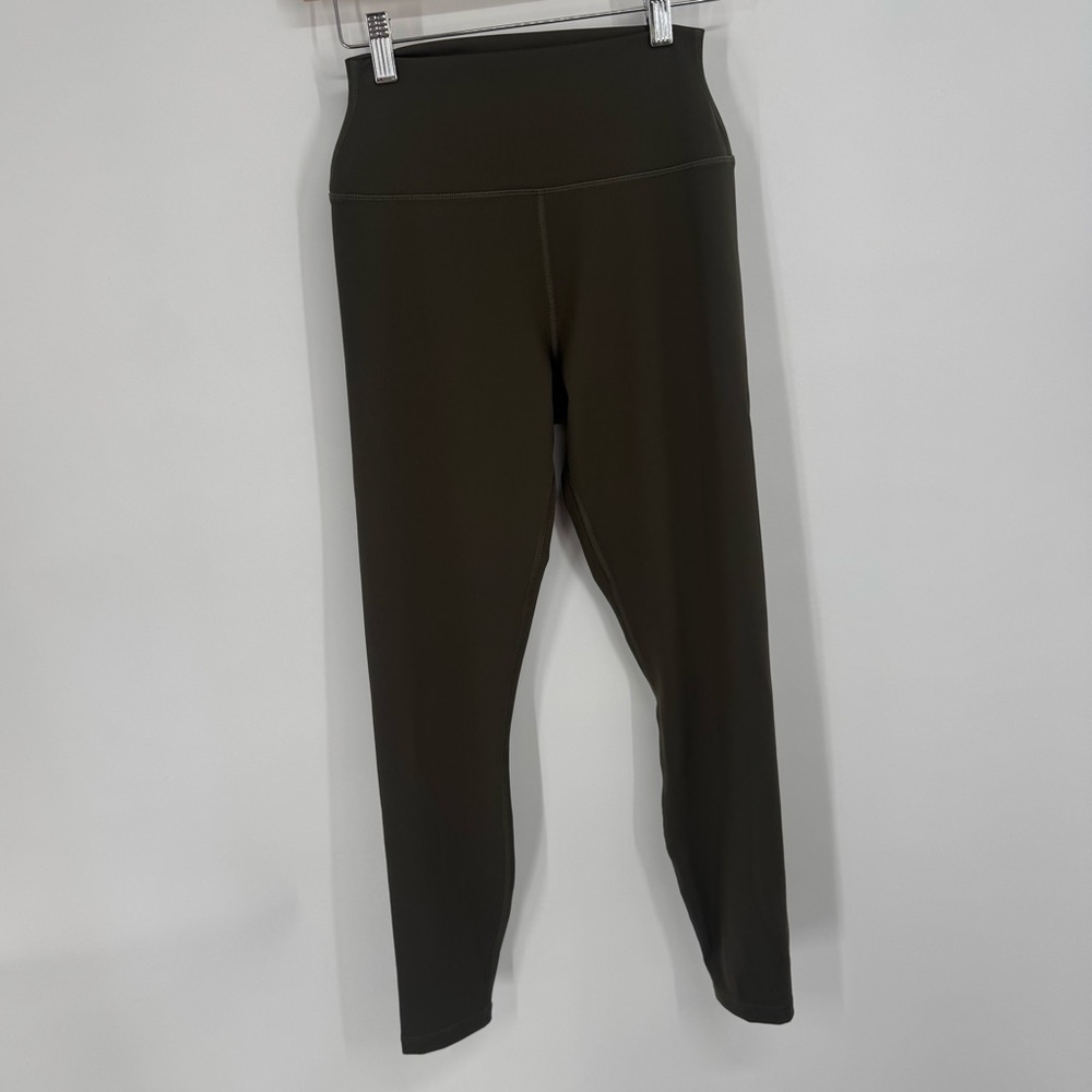 Greyson Dark Olive Green Leggings Women’s Sz Small Logo Detail Stretch